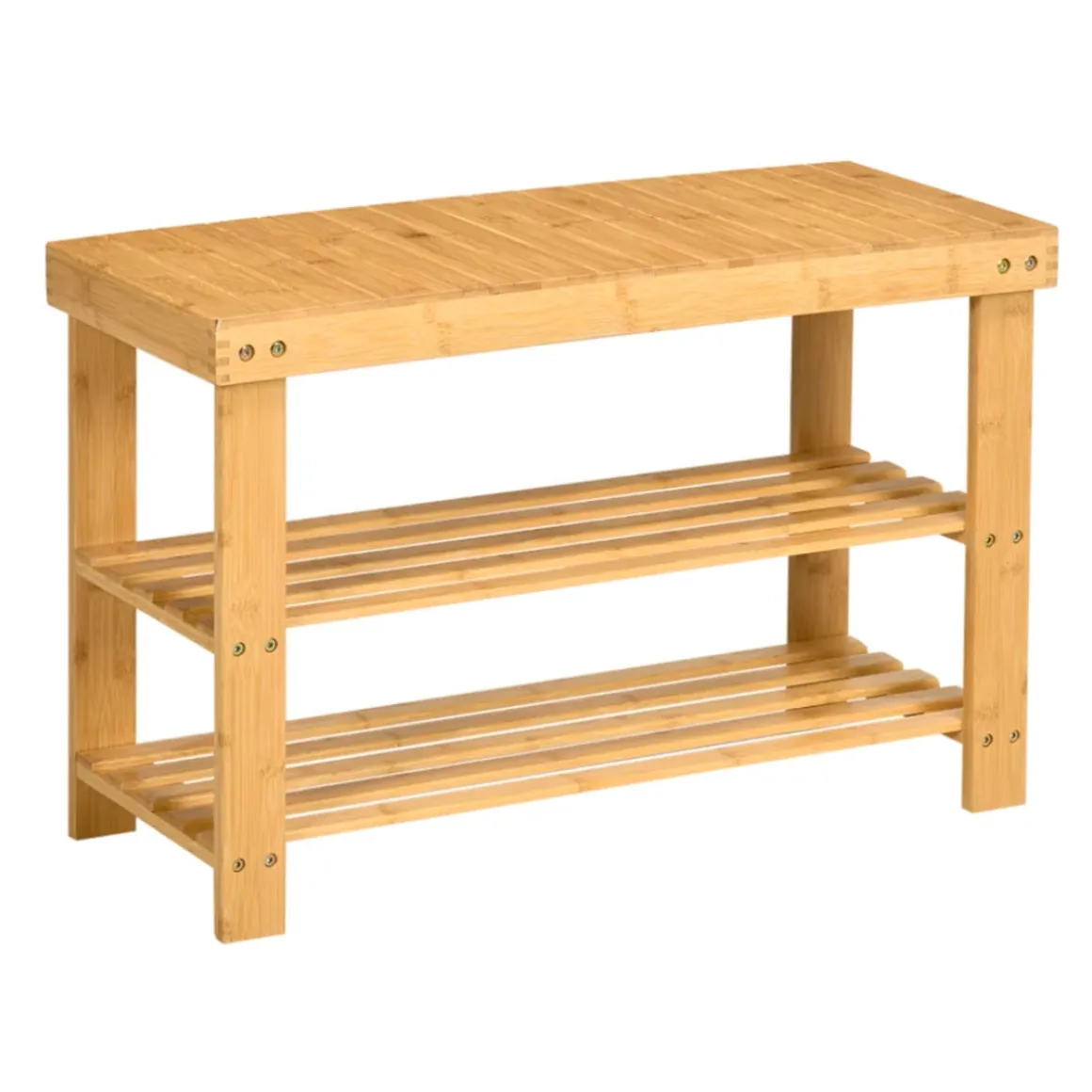 Banco zapatero Homcom con asiento 2 estantes 6 pares natural 45x70x28 cm