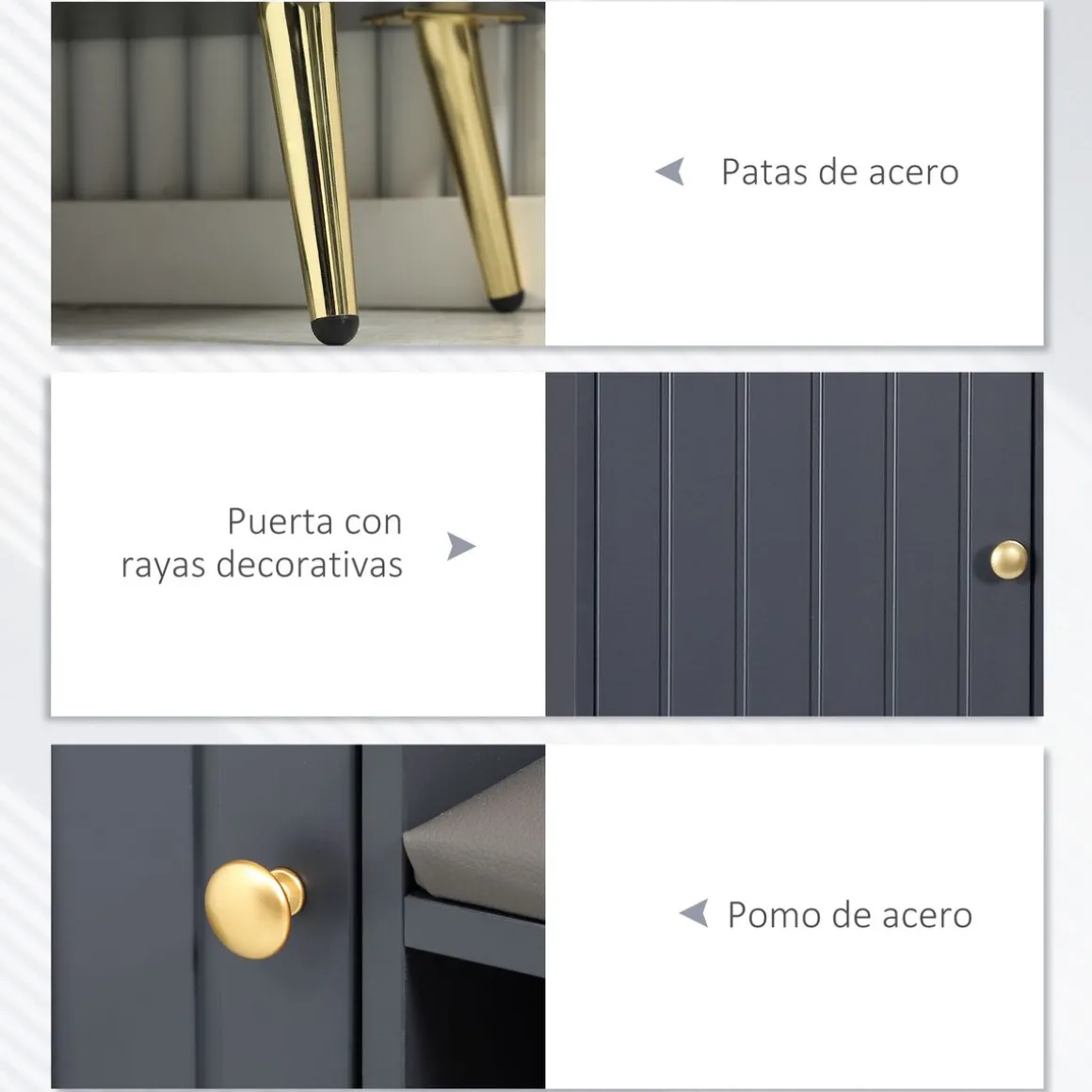 Banco zapatero Jade Homcom armario + compartimento 4 pares 49x80x33 cm