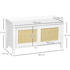 Banco zapatero Lovviken Homcom 2 puertas blanco/natural 45x80x35 cm