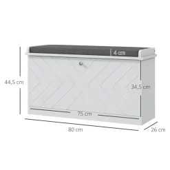 Banco zapatero Lucy Homcom 8 pares de zapatos blanco 44,5x80x26 cm