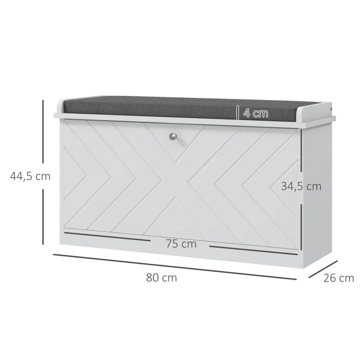 Banco zapatero Lucy Homcom 8 pares de zapatos blanco 44,5x80x26 cm