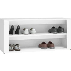 Banco zapatero Macarena 2 estantes blanco 45x100x35 cm