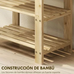 Banco zapatero Tarde Homcom 2 estantes natural 45x50x28 cm
