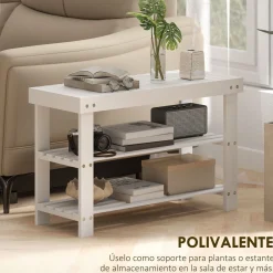 Banco zapatero Trigo Homcom 2 estantes blanco 45x70x28 cm