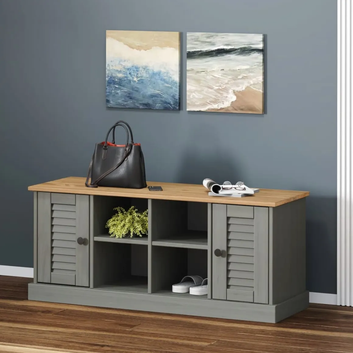 Banco zapatero Vigo 4 huecos + 2 puertas 45x106x35 cm
