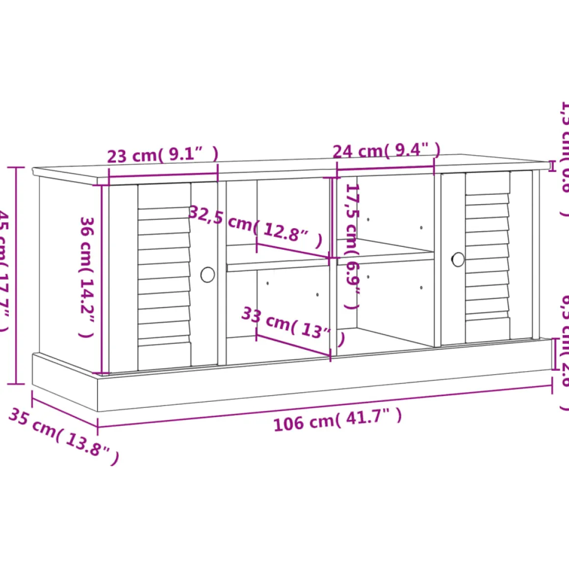 Banco zapatero Vigo 4 huecos + 2 puertas 45x106x35 cm