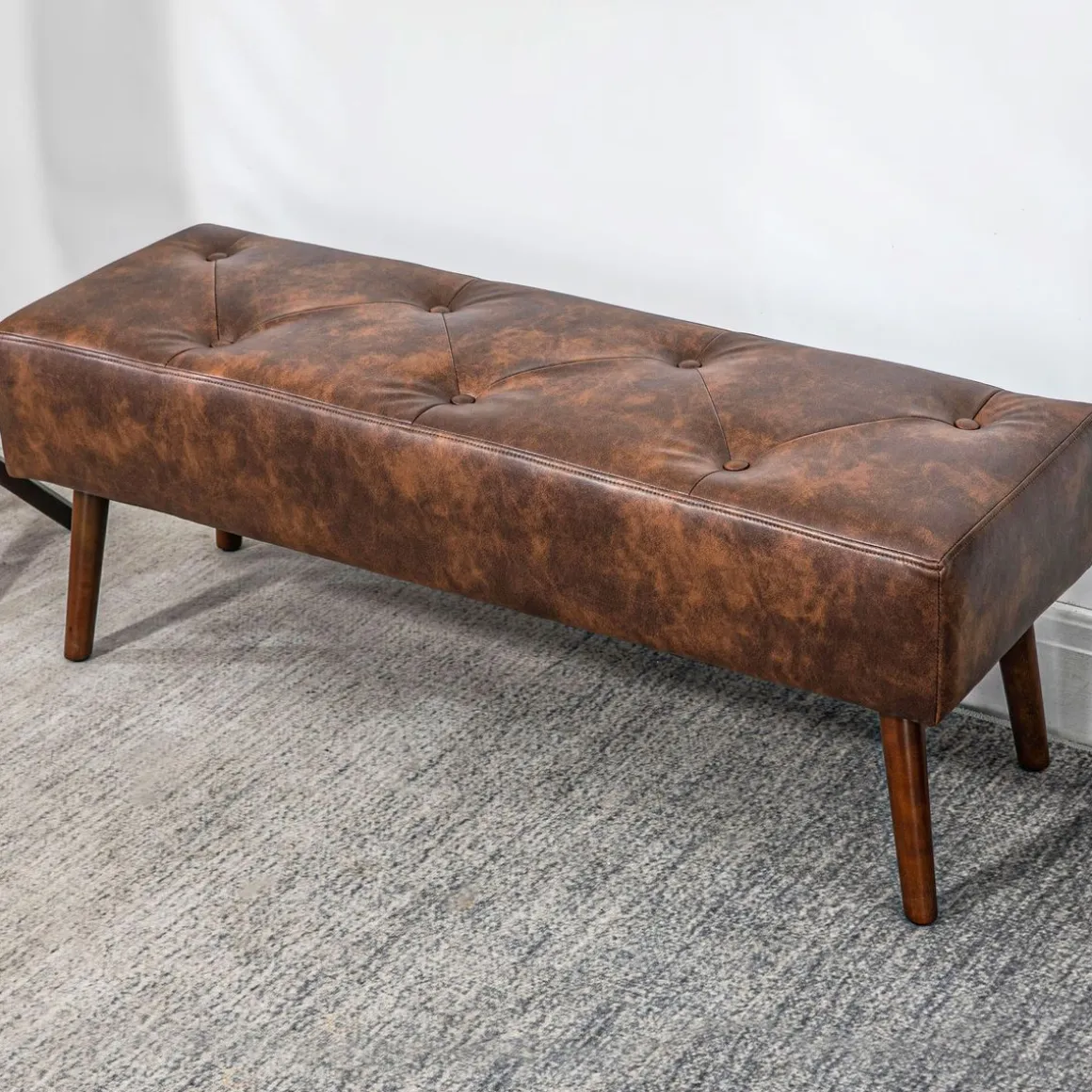 Banqueta Cloe Homcom acolchado marrón 42x114x38 cm