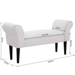 Banqueta Homcom acolchada gris claro 51x102x31 cm
