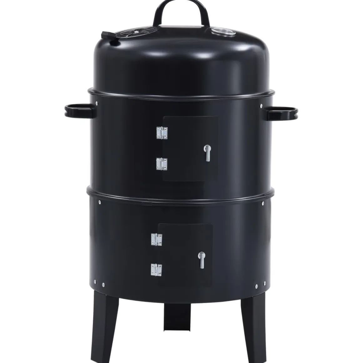 Barbacoa 3 en 1 ahumador de carbón negro 80x40 cm