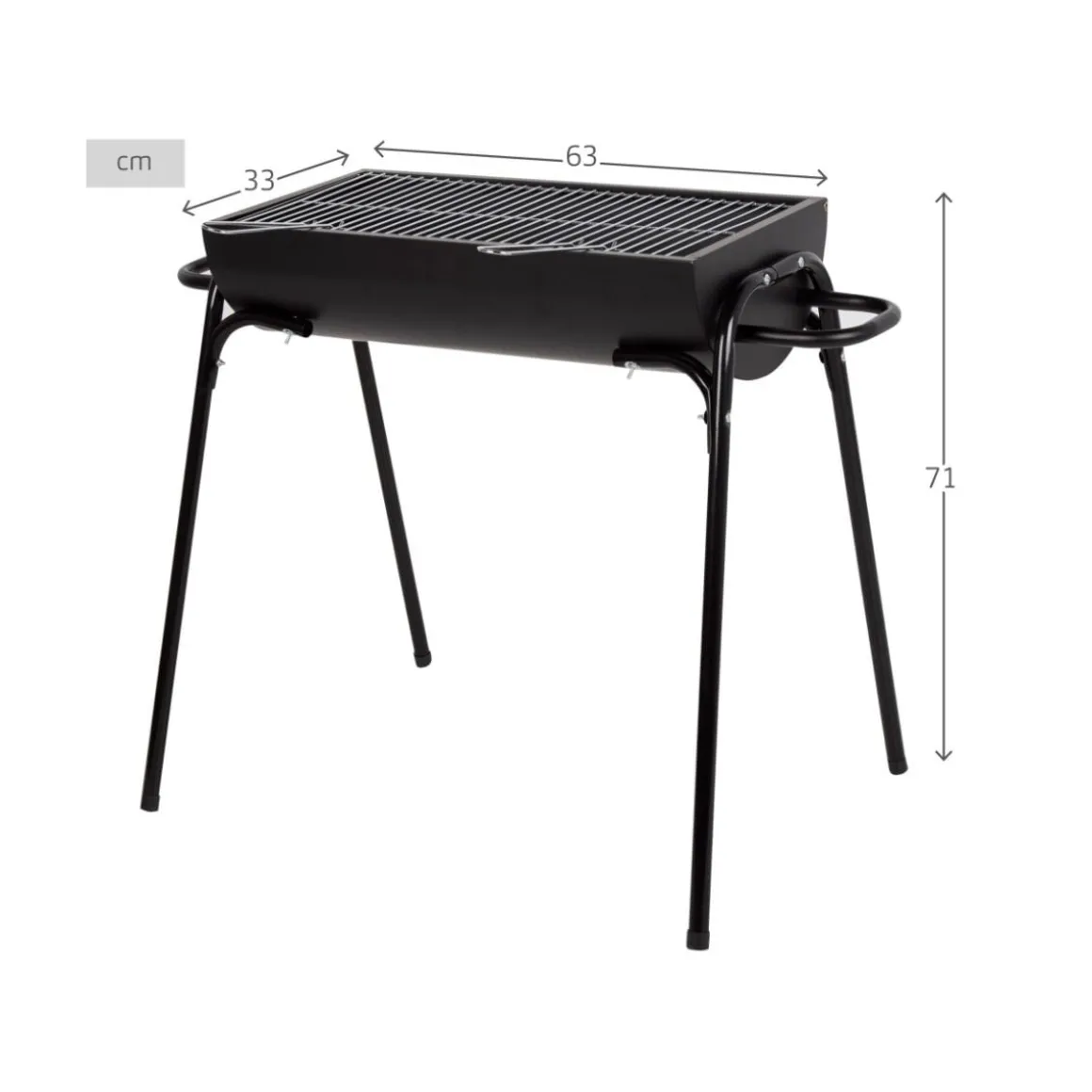 Barbacoa de carbón Aktive con asas negro 71x63x33 cm