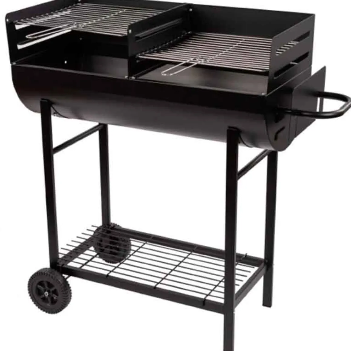 Barbacoa de carbón Aktive doble parrilla regulable negro 96x98x42 cm
