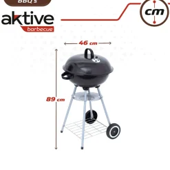 Barbacoa de carbón Aktive Barbecue con tapa y accesorios negro