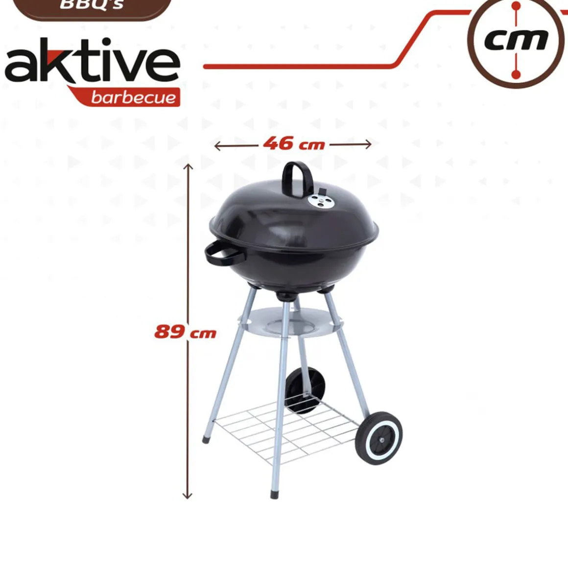 Barbacoa de carbón Aktive Barbecue con tapa y accesorios negro