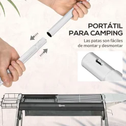 Barbacoa de carbón Flor Outsunny con bandeja + estante negro 72x96x61 cm