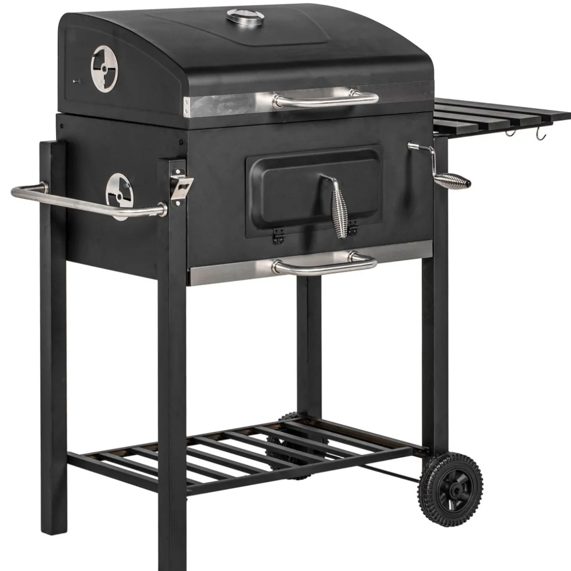 Barbacoa de carbón Jay tapa + termostato + ruedas negro 108x113x65 cm
