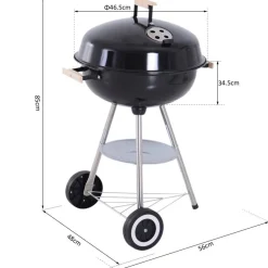 Barbacoa de carbón Outsunny negro/plata 85x56x48 cm
