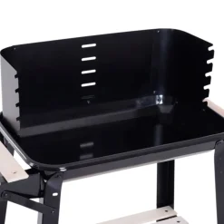 Barbacoa de carbón Outsunny altura ajustable 2 estantes negro 87x83x45 cm