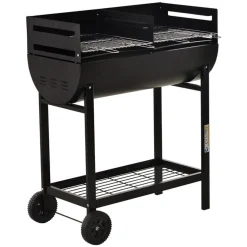 Barbacoa de carbón Outsunny 2 parrillas negro 96x90x45 cm