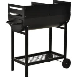 Barbacoa de carbón Outsunny 2 parrillas negro 96x90x45 cm