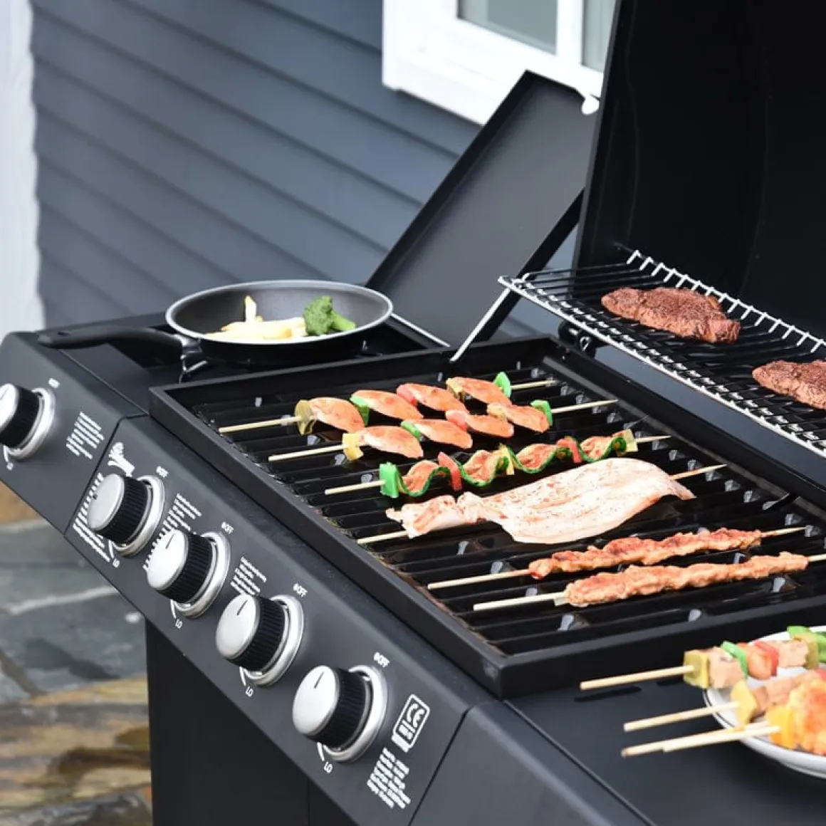 Barbacoa de gas Outsunny negro 100x125x51 cm