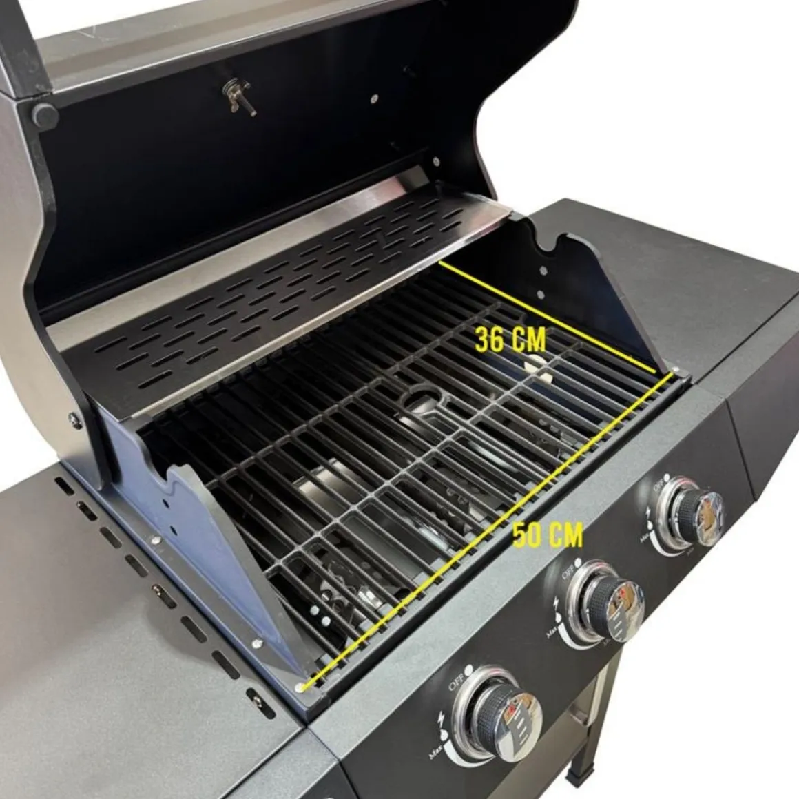 Barbacoa de gas Pegaso Hannover Grill 3 fuegos 110x110x46 cm negro