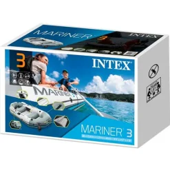 Barco hinchable Mariner 3 Intex 3 personas con remos+bomba de hinchado gris 46x127x297 cm