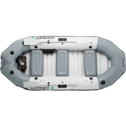Barco hinchable Mariner Intex 4 personas con remos+bomba de hinchado gris 48x145x328 cm