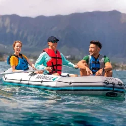 Barco hinchable Mariner Intex 4 personas con remos+bomba de hinchado gris 48x145x328 cm