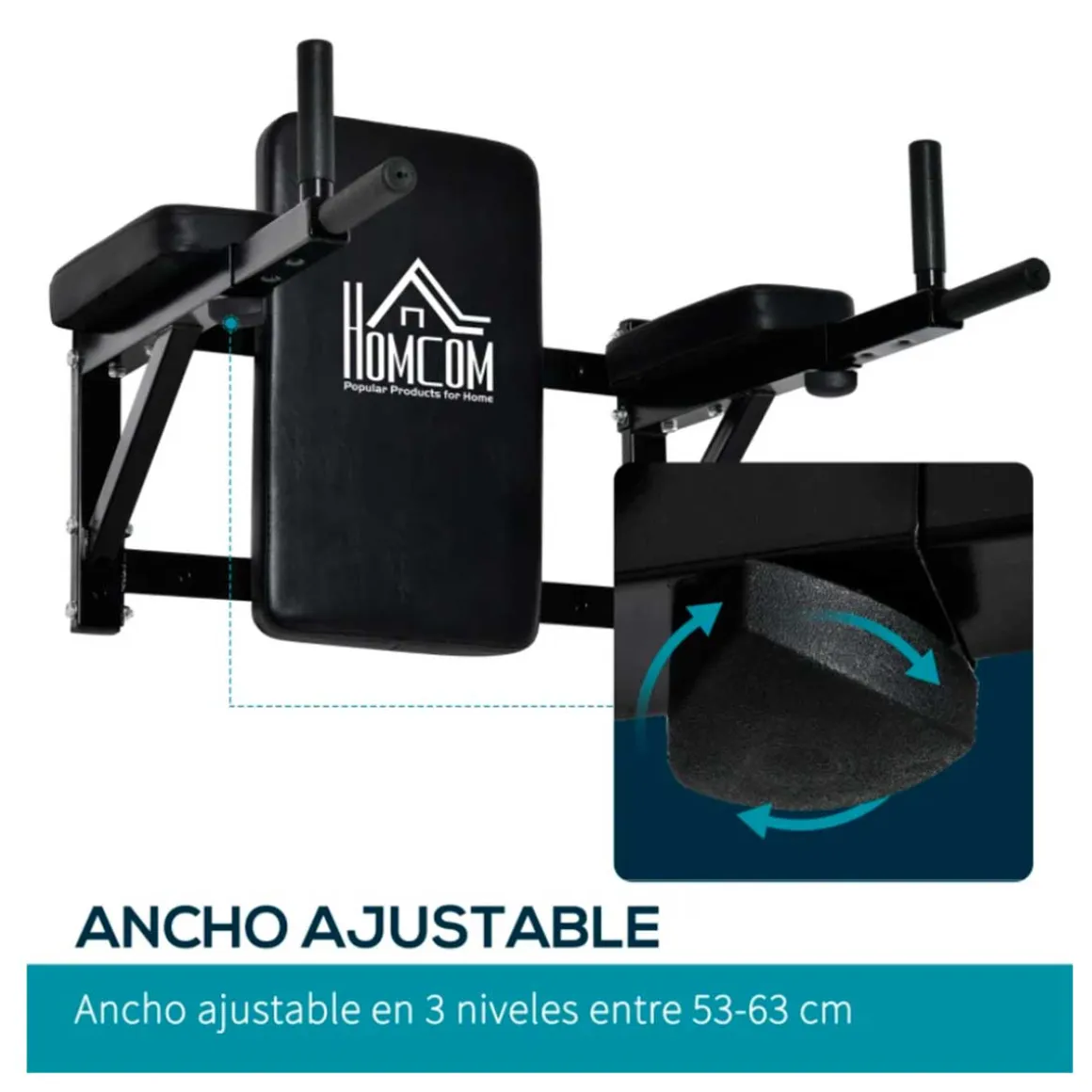 Barra de musculación Homcom ajustable negro 48x70x56/63 cm