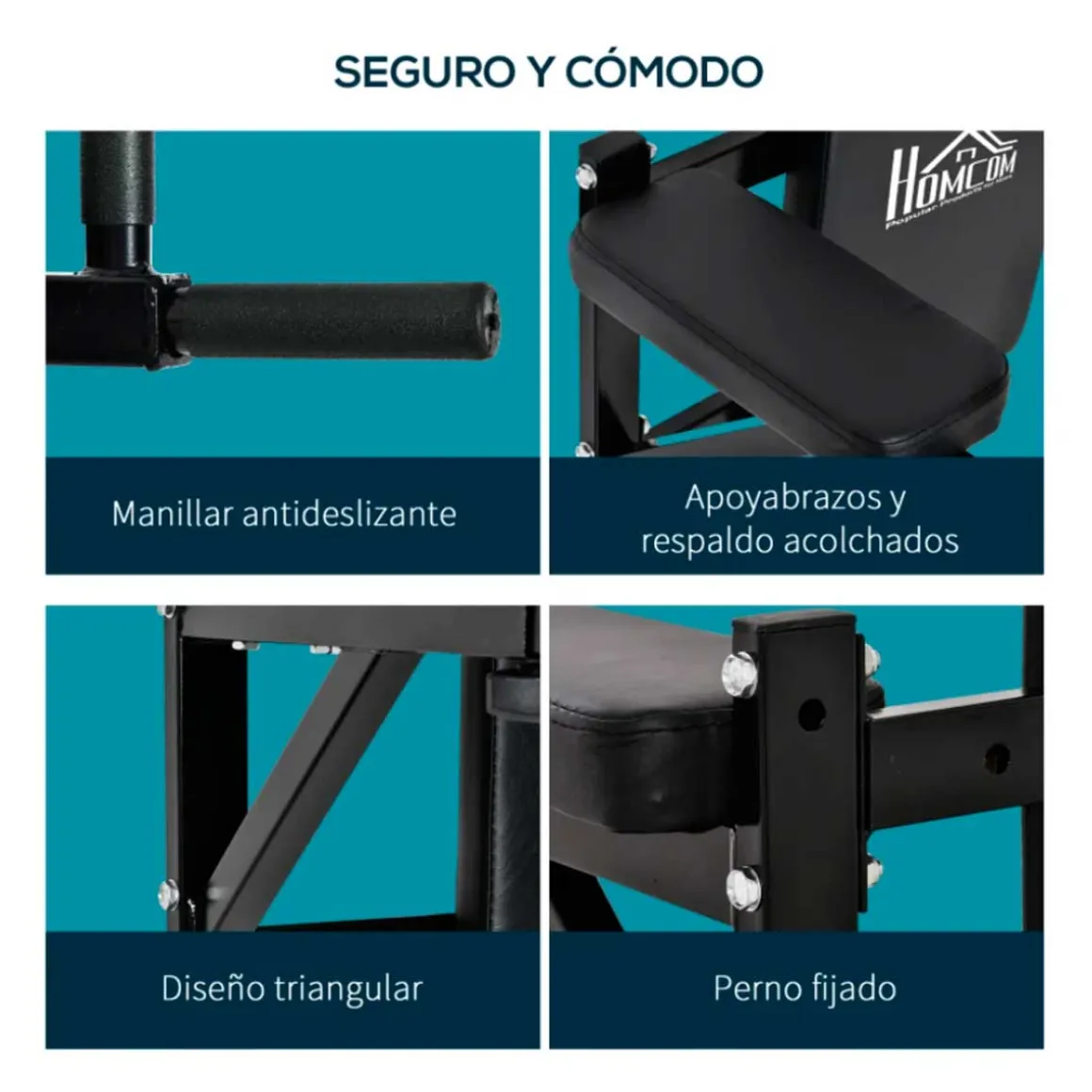 Barra de musculación Homcom ajustable negro 48x70x56/63 cm