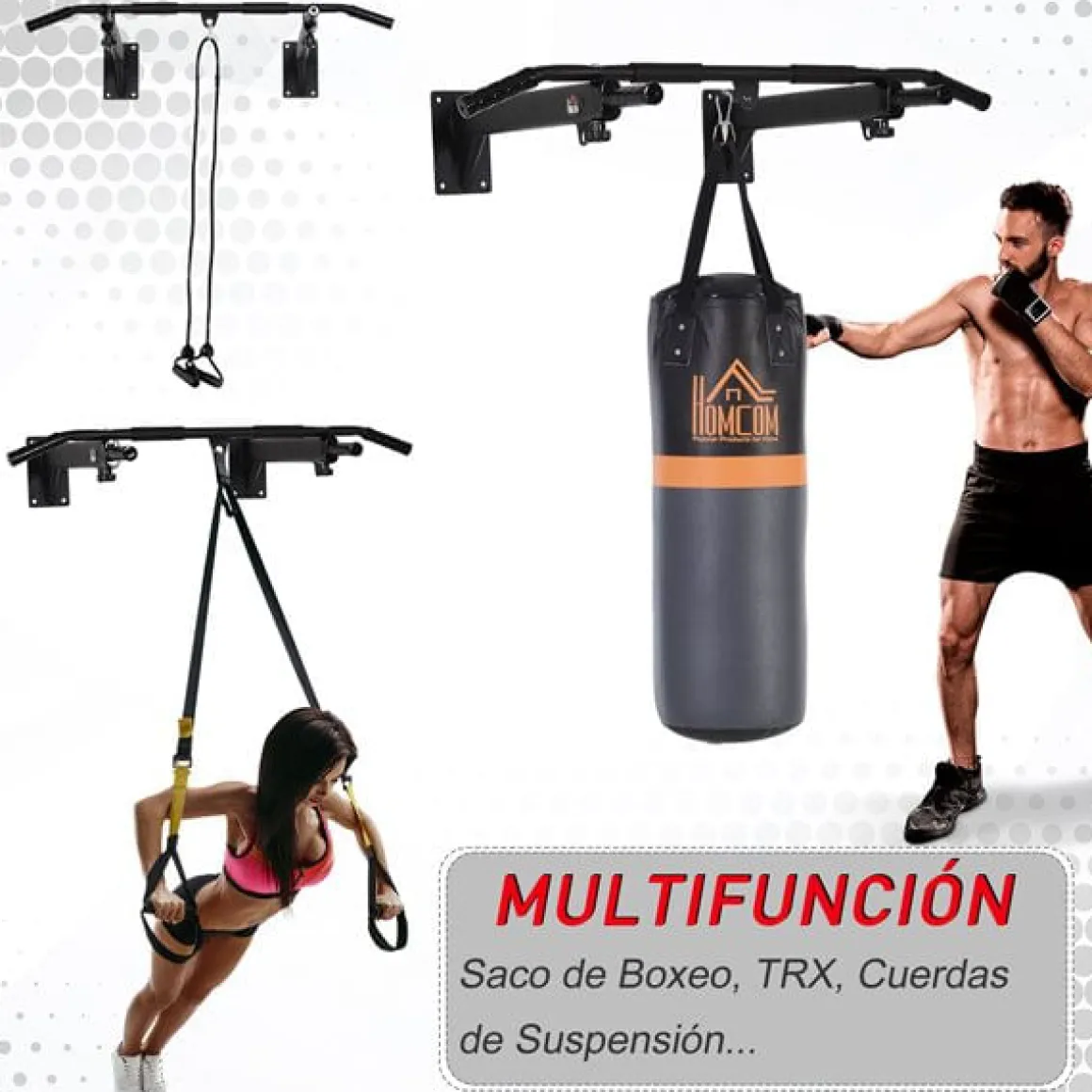 Barras de dominadas Homcom para pared 17x93,5x65 cm