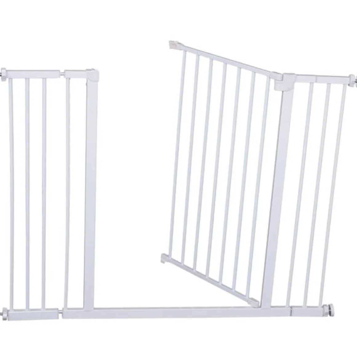 Barrera de seguridad PawHut extensible puertas y escaleras metal blanco 76x72-107 cm