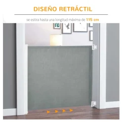 Barrera de seguridad PawHut extensible para mascotas gris 82,5x115x5,5 cm