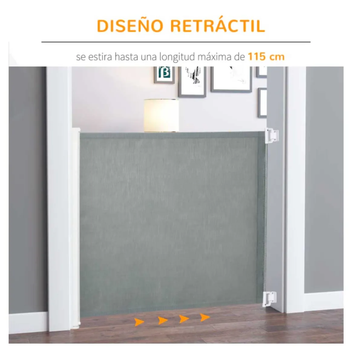 Barrera de seguridad PawHut extensible para mascotas gris 82,5x115x5,5 cm