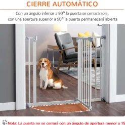 Barrera de seguridad PawHut con cierre automático blanco 76,2x74 cm