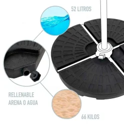 Base de sombrilla Aktive rellenable negro Ø96 cm