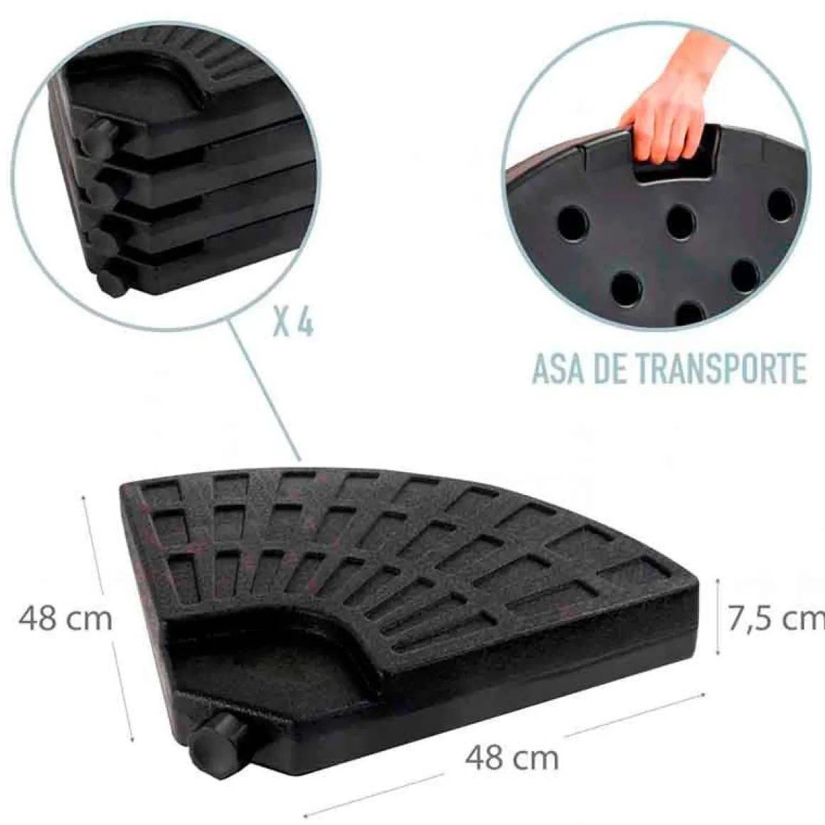 Base de sombrilla Aktive rellenable negro Ø96 cm