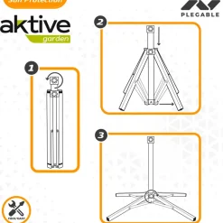 Base de sombrilla Aktive Garden plegable 4 patas 25/32mm blanco Ø65x60,5 cm