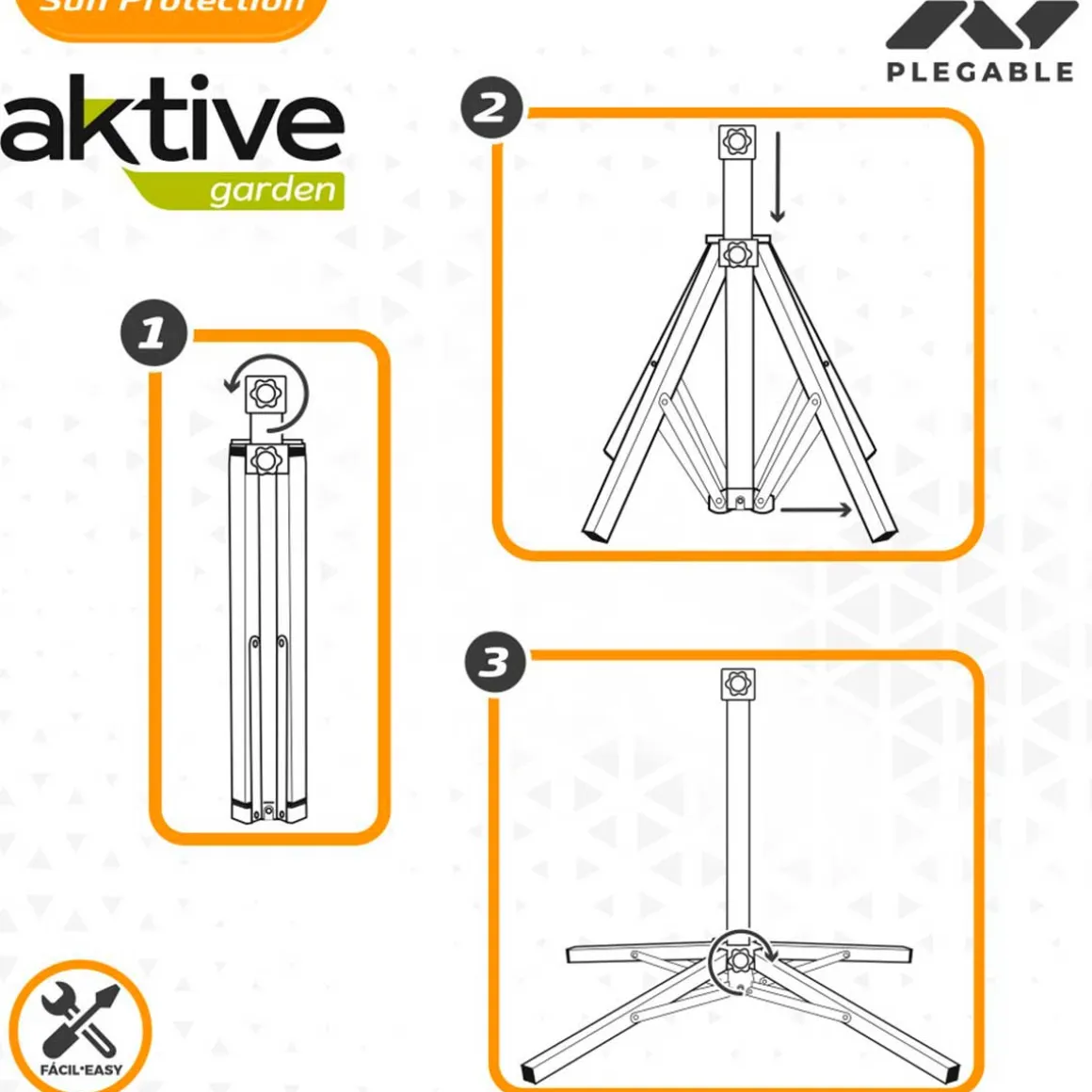 Base de sombrilla Aktive Garden plegable 4 patas 25/32mm blanco Ø65x60,5 cm