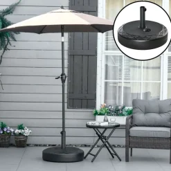 Base de sombrilla Outsunny rellenable redondo 38/48mm negro Ø55x38 cm