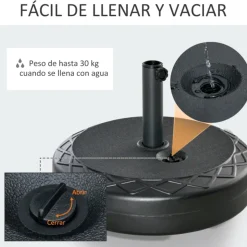 Base de sombrilla Outsunny rellenable redondo 38/48mm negro Ø55x38 cm
