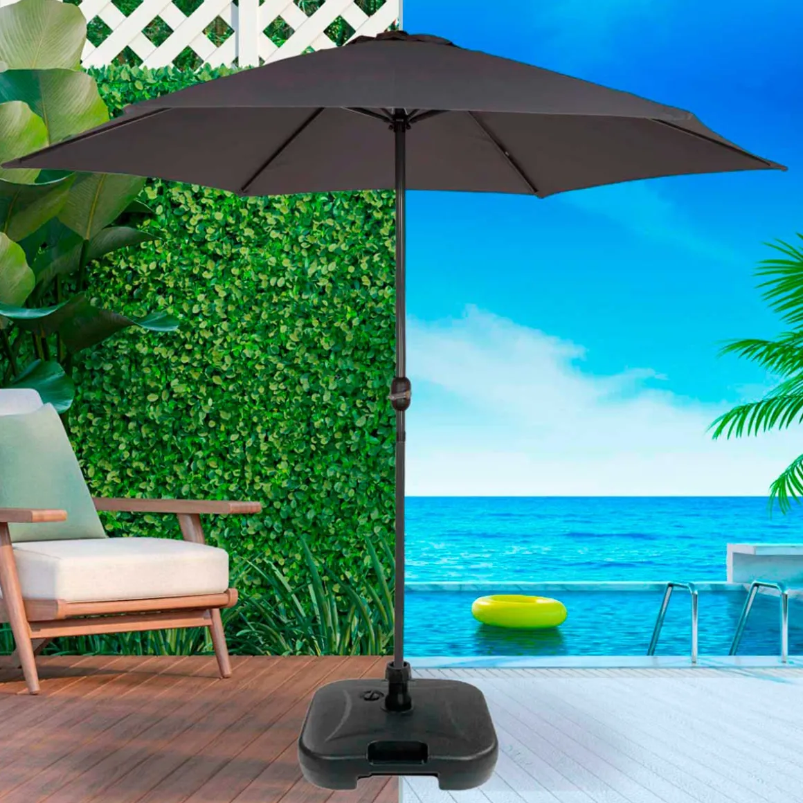 Base para sombrilla Aktive Garden forma cuadrada con asa 19kg negro 13x44x44 cm