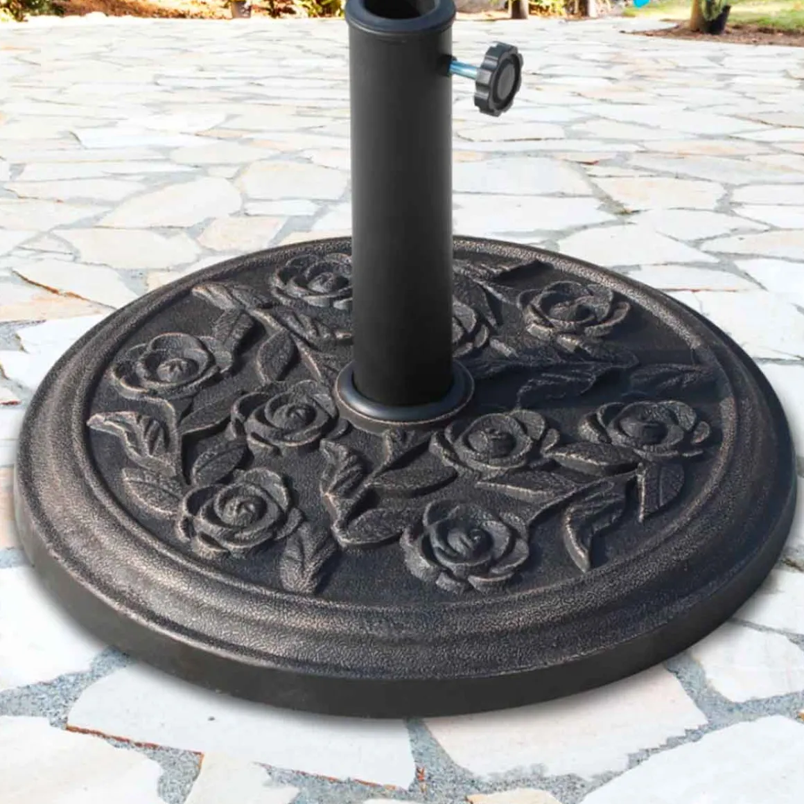 Base para sombrilla de jardín Outsunny 9kg negro Ø45,5x31 cm