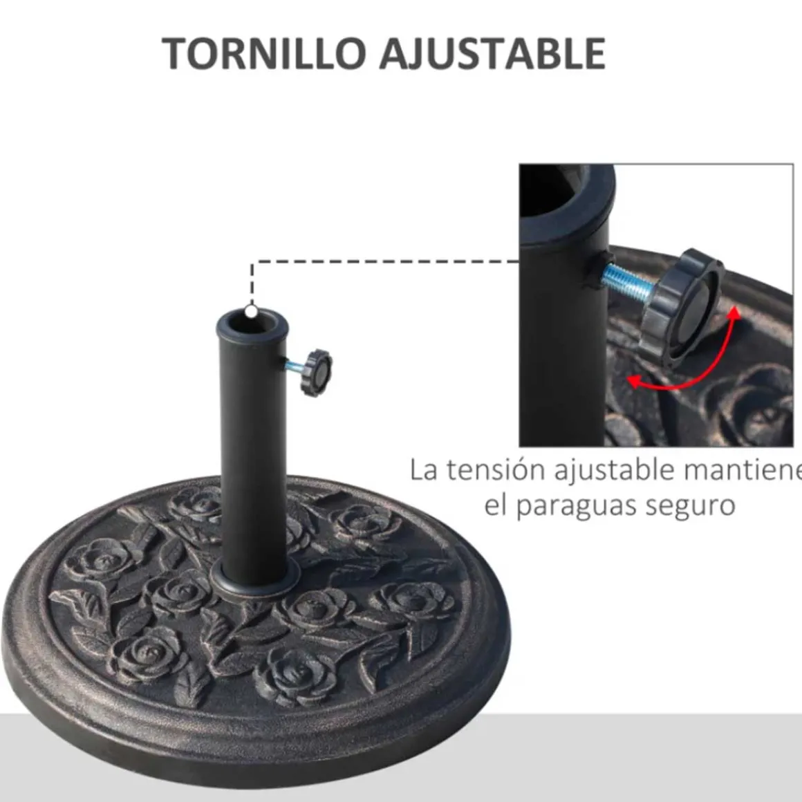Base para sombrilla de jardín Outsunny 9kg negro Ø45,5x31 cm