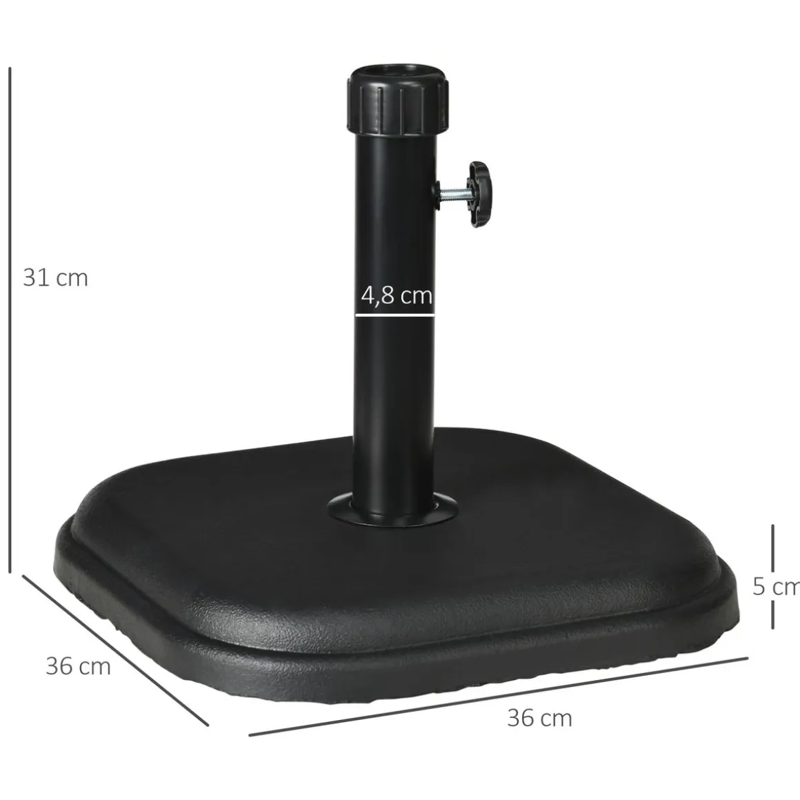 Base para sombrilla Kotom Outsunny 32/38 mm negro 31x36x36 cm