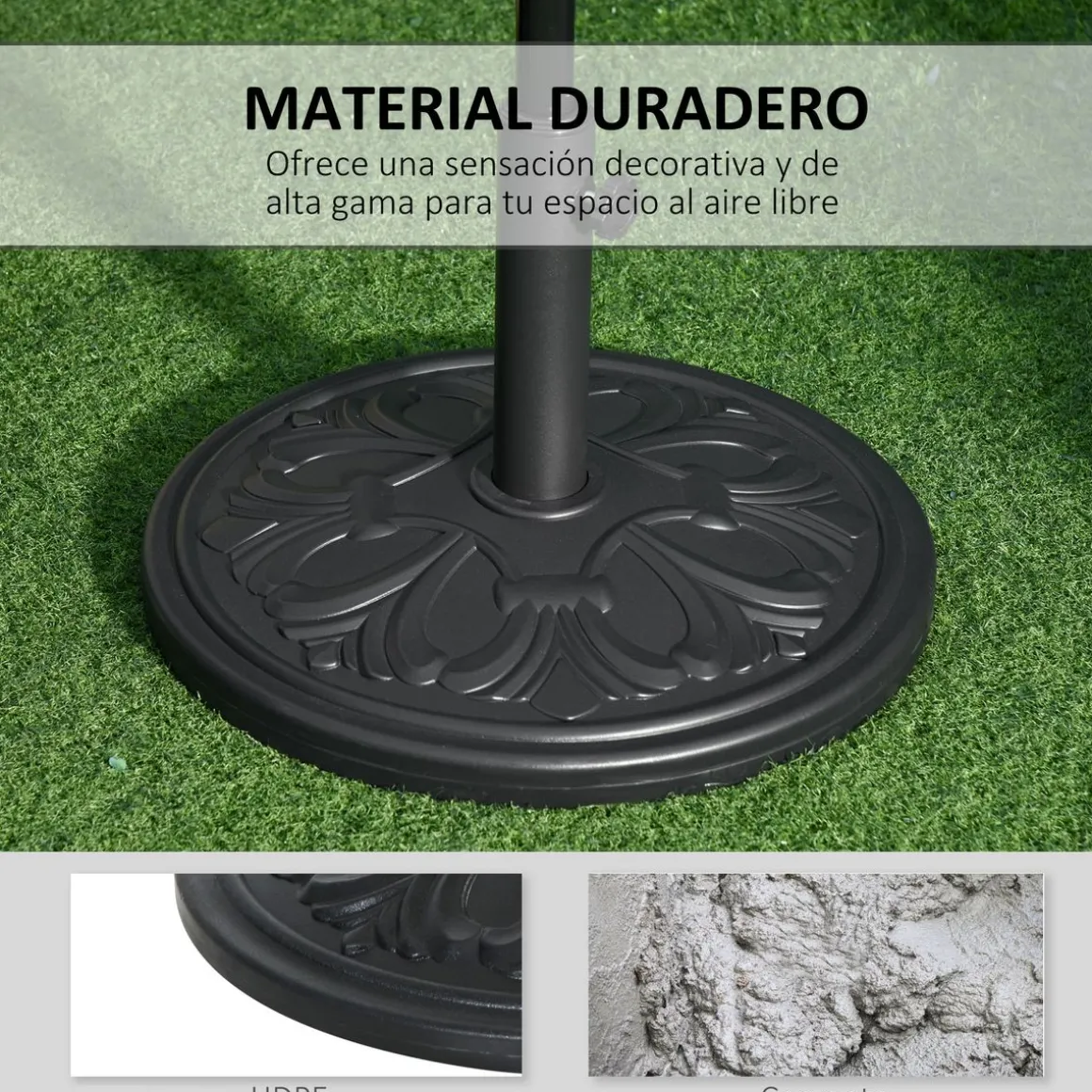 Base para sombrilla Nina Outsunny 35/38/48 mm negro Ø48 cm