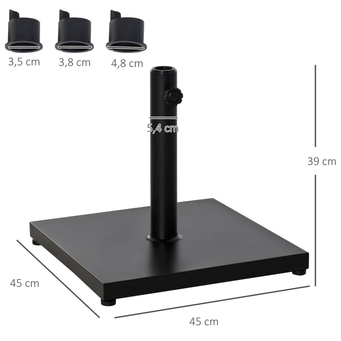 Base para sombrilla Seattle Outsunny negro 39x45x45 cm