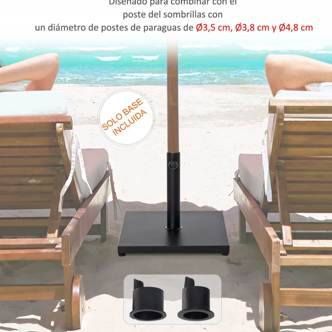 Base para sombrilla Seattle Outsunny negro 39x45x45 cm