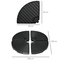 Base para sombrillas Tampa Outsunny 4 piezas rellenables negro Ø100x8 cm