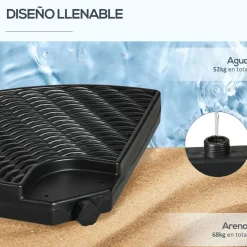 Base para sombrillas Tampa Outsunny 4 piezas rellenables negro Ø100x8 cm